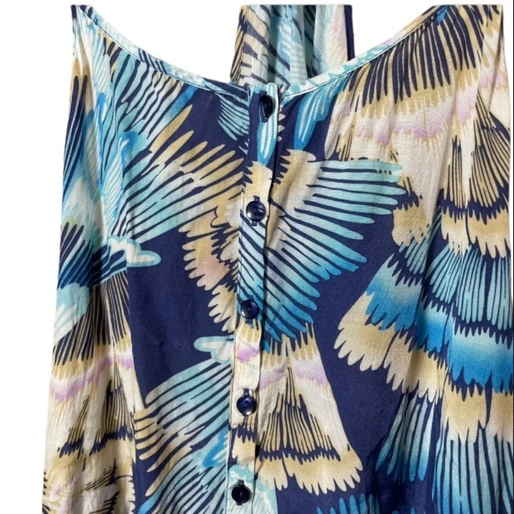 Free People Dress Womens XS Blue Tropical Boho Vacation Y2K Beachy Costal Mini - Picture 6 of 14